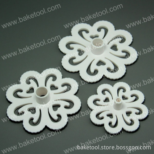 Plastic 3pcs Different Size Flowers Press Mold Cake Fondant Mold set